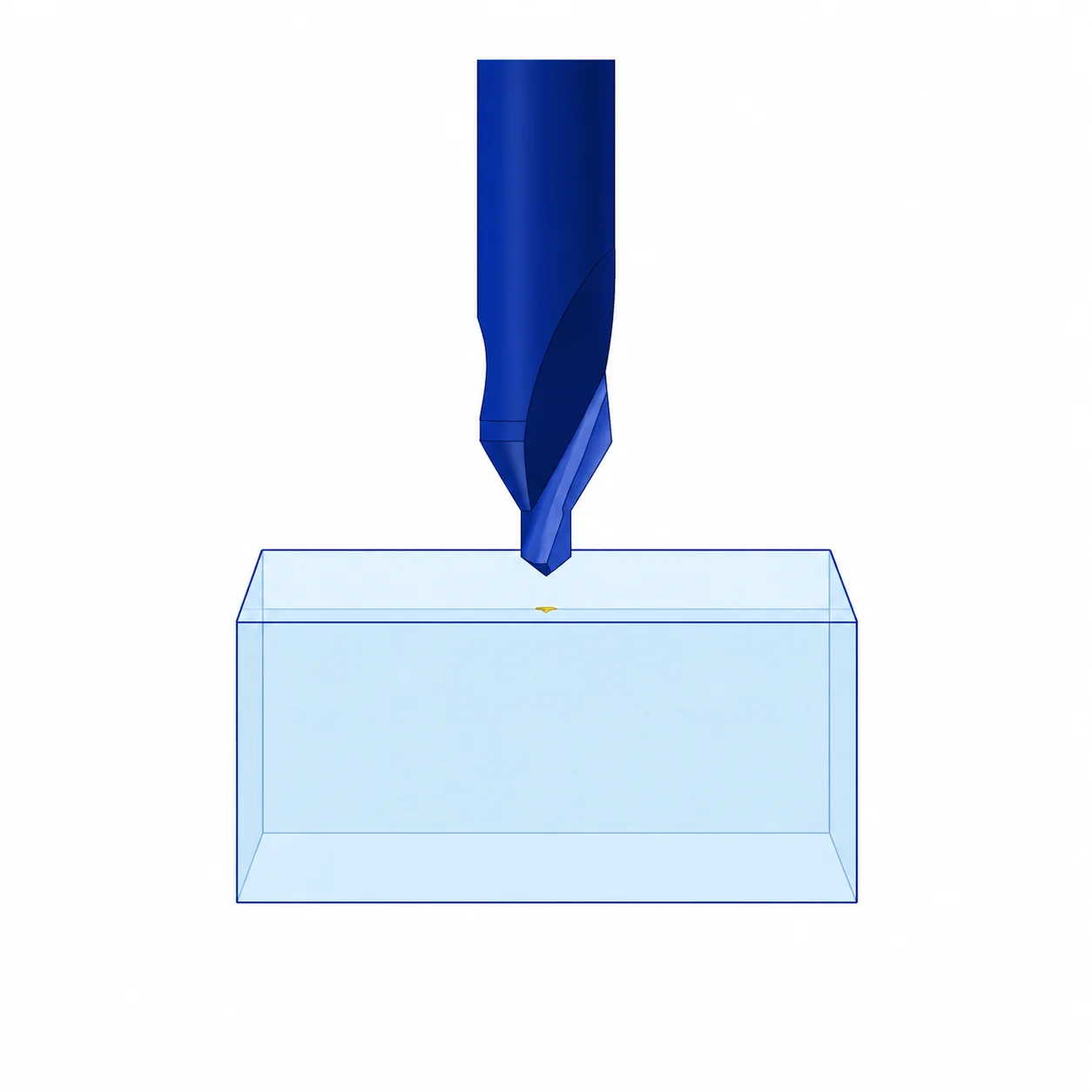 Centre drill creating a guide indentation in a workpiece
