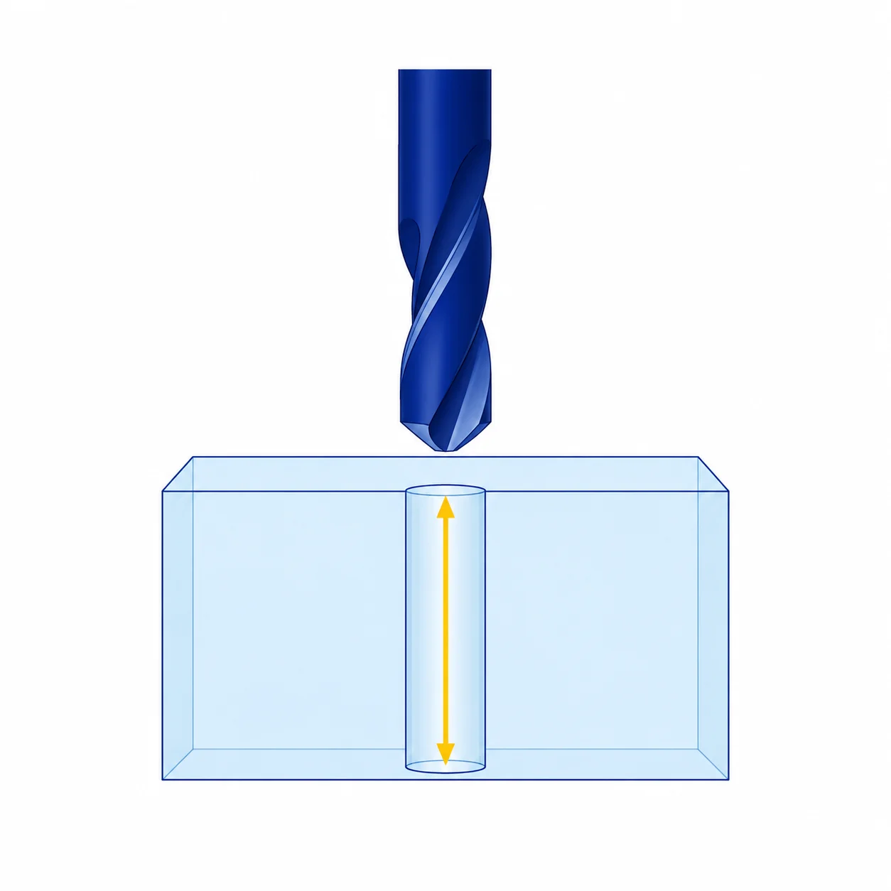 Drill bit creating a pilot hole in a metal workpiece
