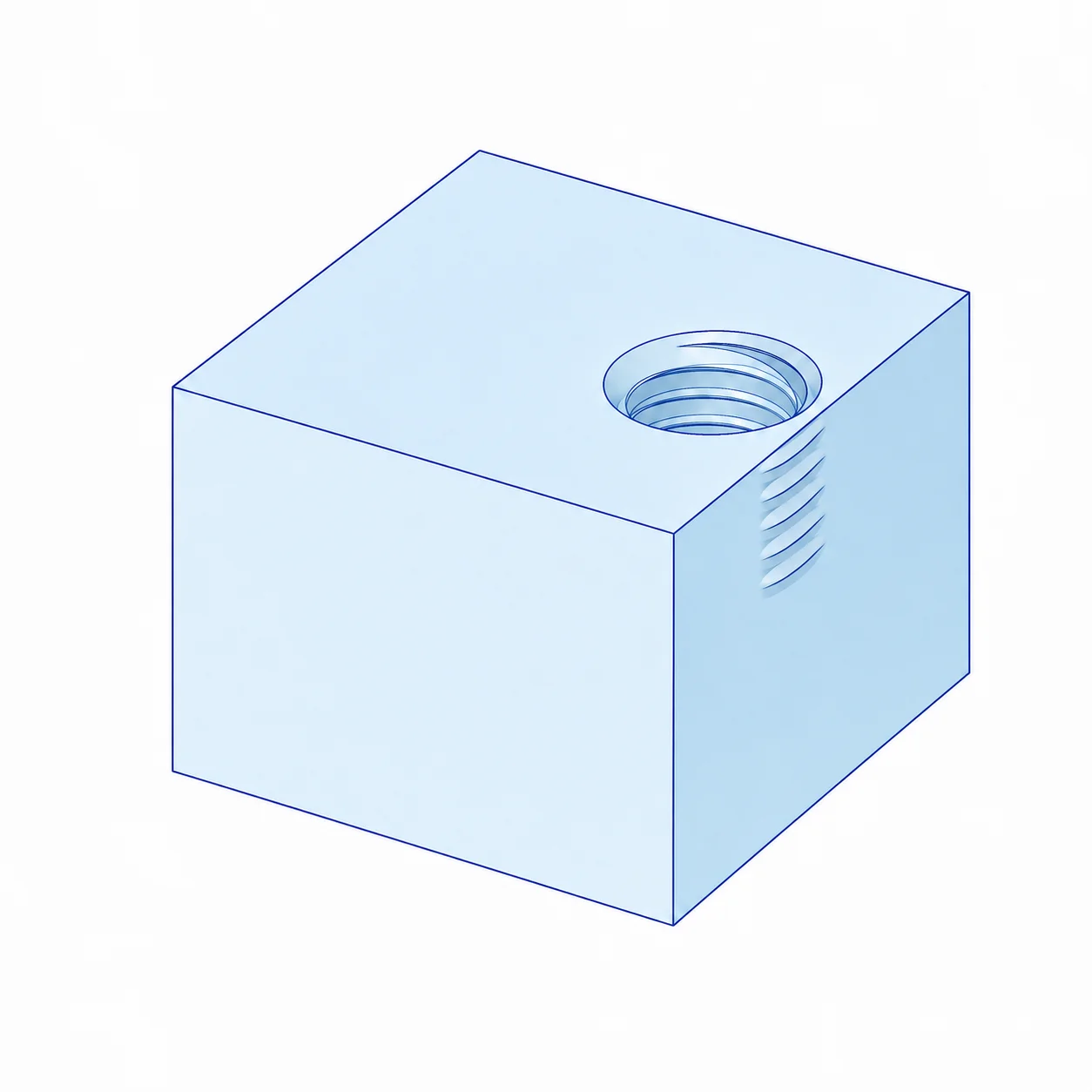 Side view showing edge deformation from a hole drilled too close