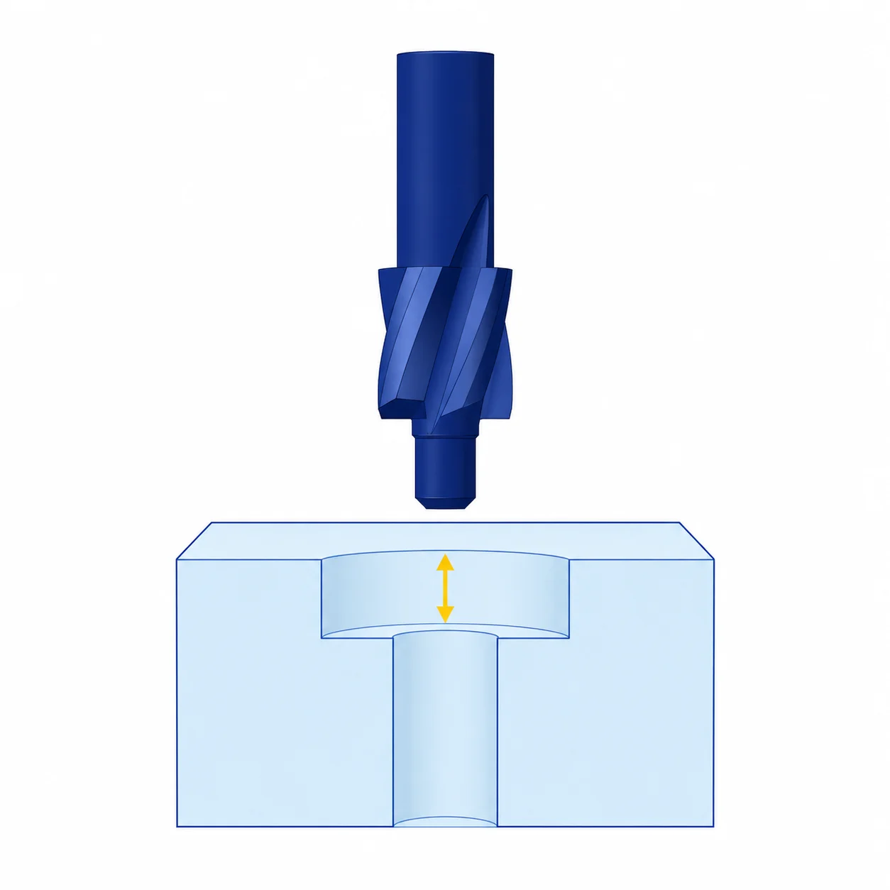 Counterboring tool creating a recessed seat for a bolt head