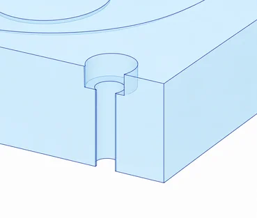 Cross-section of a counterbore hole with a flush-mounted screw head