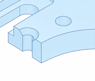 Countersink hole with a 90-degree conical chamfer in a machined part
