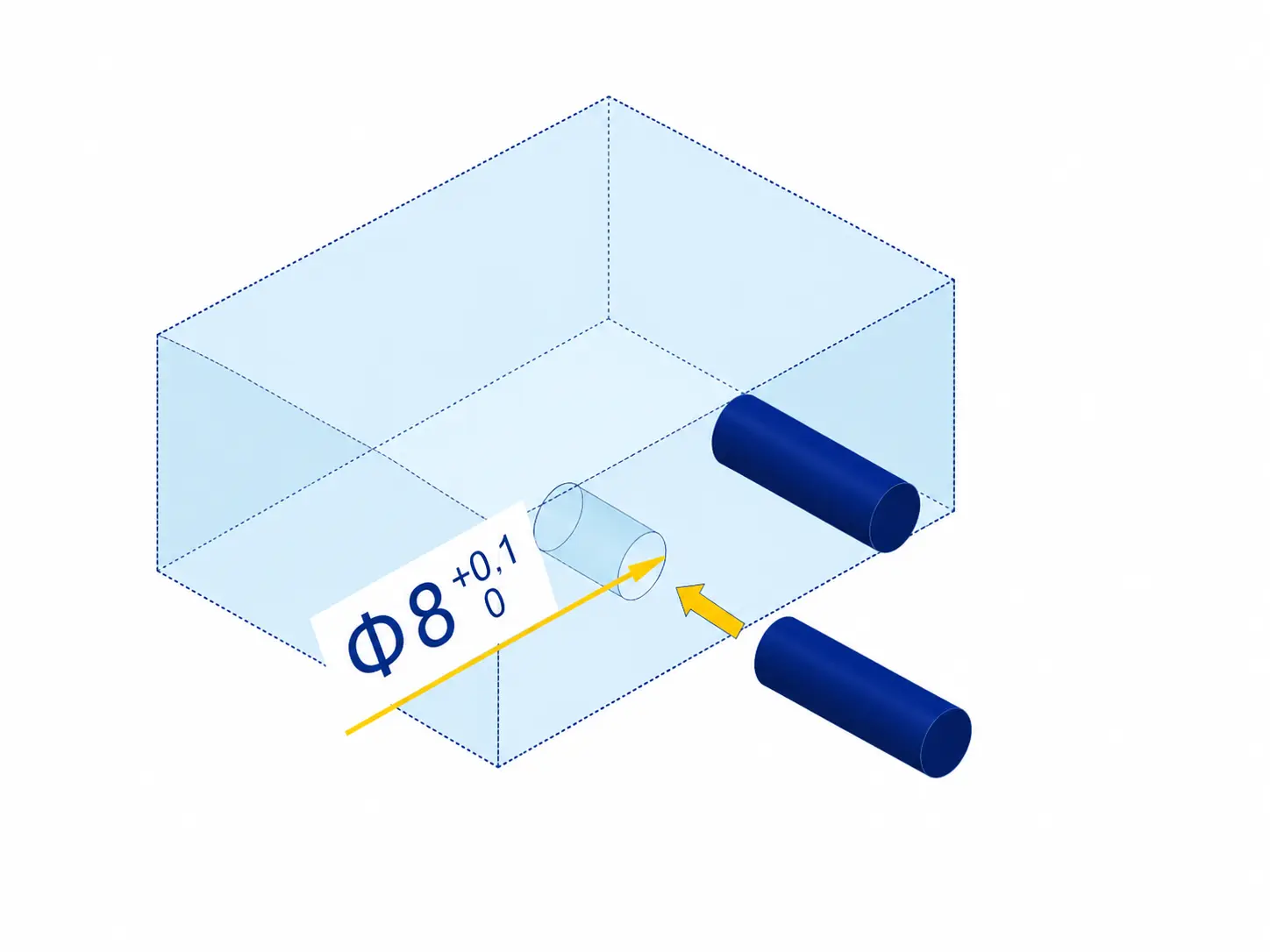 Hole tolerance example for a suspension block